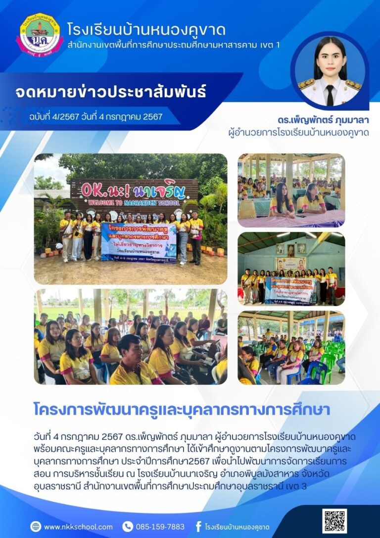 ฉบับที่ 4/2567 โครงการการพัฒนาครูและบุคลากรการศึกษาให้เชี่ยวชาญทางวิชาการ ปีการศึกษา2567