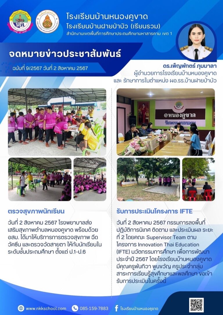 ฉบับที่ 9/2567 ตรวจสุขภาพนักเรียน รับการประเมินโครงการ IFTE